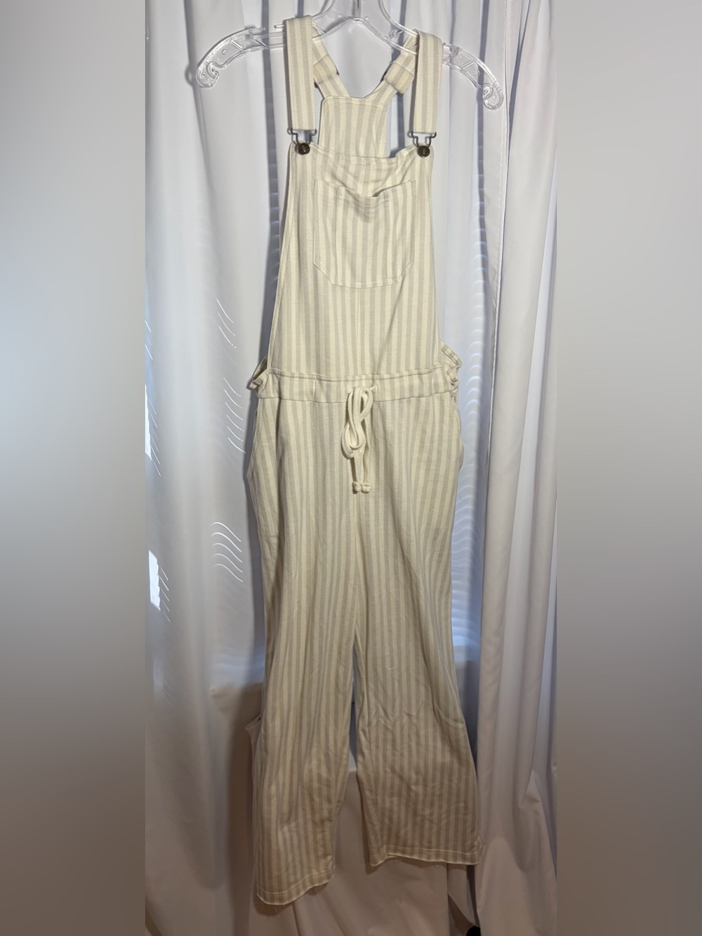 WALLFLOWER Grey & Cream Striped Overalls size M